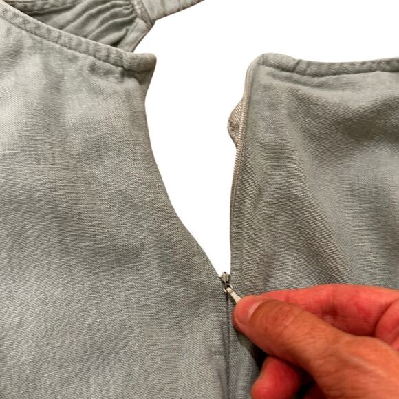 MSK Linen Blend Cropped Wide Leg Jumpsuit Lagenlook Light Sage Green XL - Picture 7 of 9